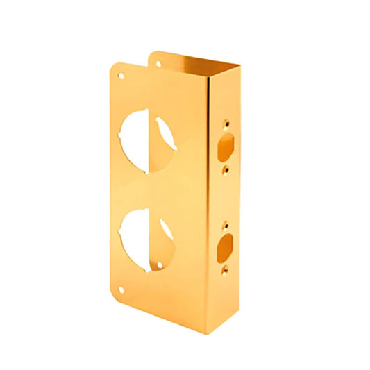 9 Inch Tall Combination Door Reinforcer - Polished Brass