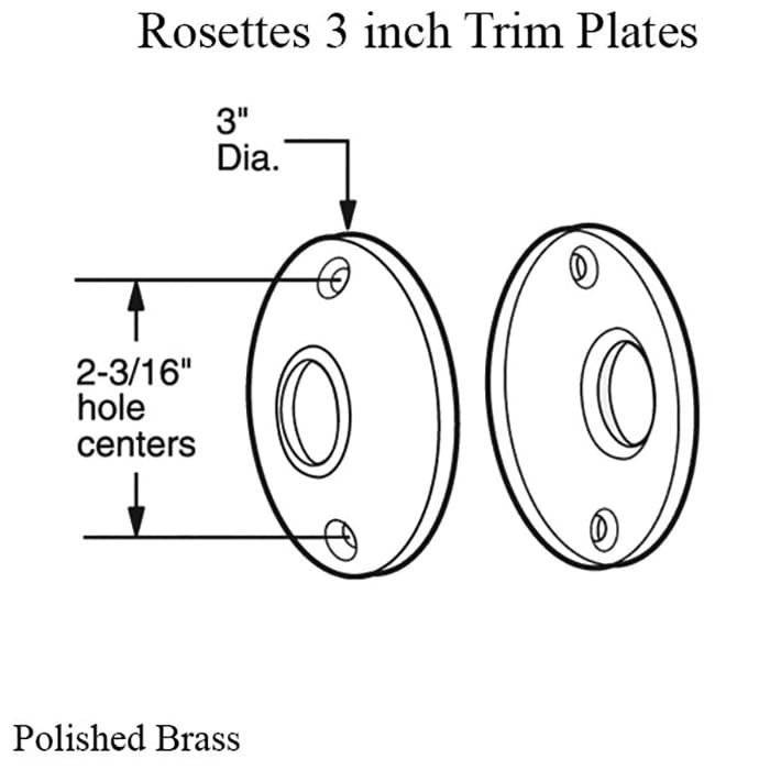 Rosettes, Door Knob 3 inch  - Polished Brass (Pair) - Rosettes, Door Knob 3 inch  - Polished Brass (Pair)