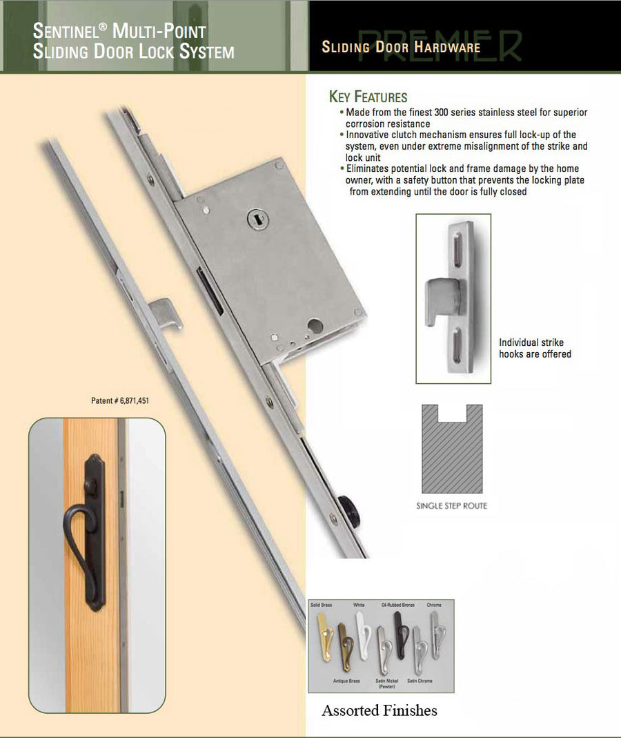 Single Point Sliding Door Lock, (SPL ) - Yellow DiChromate - Single Point Sliding Door Lock, (SPL ) - Yellow DiChromate