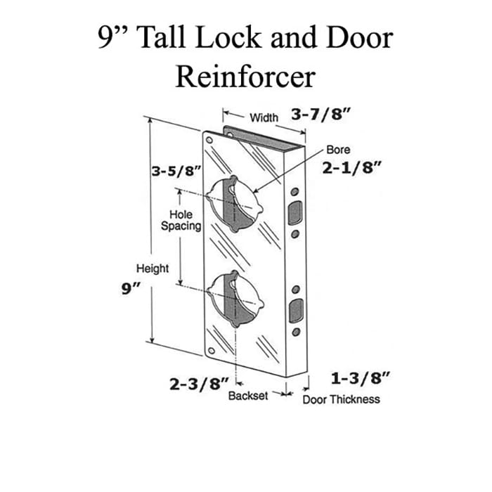 9 Inch Tall Combination Door Reinforcer - Polished Brass - 9 Inch Tall Combination Door Reinforcer - Polished Brass