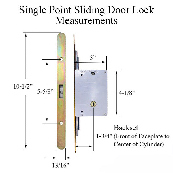 Single Point Sliding Door Lock, (SPL ) - Yellow DiChromate - Single Point Sliding Door Lock, (SPL ) - Yellow DiChromate