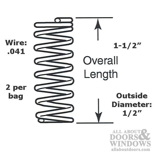 Compression Spring - 1/2 Inch Diameter x 1-1/2 Inches Long - .041 Wire - Compression Spring - 1/2 Inch Diameter x 1-1/2 Inches Long - .041 Wire