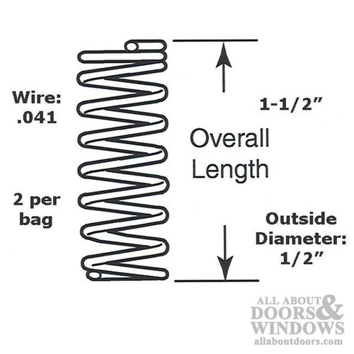Compression Spring - 1/2 Inch Diameter x 1-1/2 Inches Long - .041 Wire - Compression Spring - 1/2 Inch Diameter x 1-1/2 Inches Long - .041 Wire