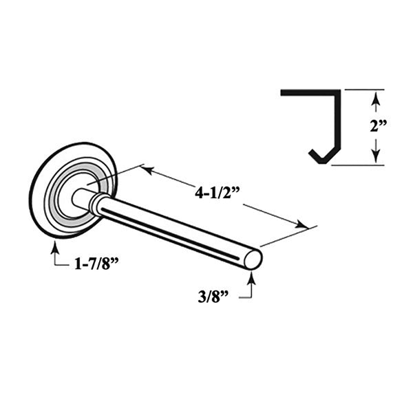 1-7/8 Inch Diameter Roller with 4-1/2 Inch Stem for 2 Inch J-Track for Garage Door - 1-7/8 Inch Diameter Roller with 4-1/2 Inch Stem for 2 Inch J-Track for Garage Door