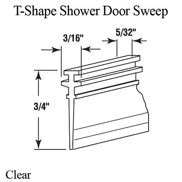Shower Door Sweep, T-Shaped, 36