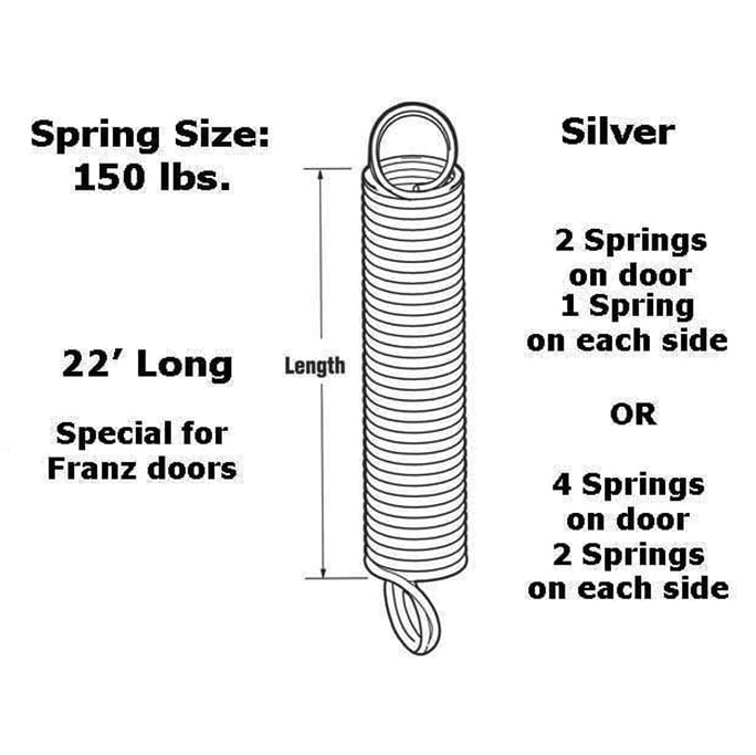 Extension Spring - 150 lbs Capacity - Silver - Frantz Garage Door - Extension Spring - 150 lbs Capacity - Silver - Frantz Garage Door