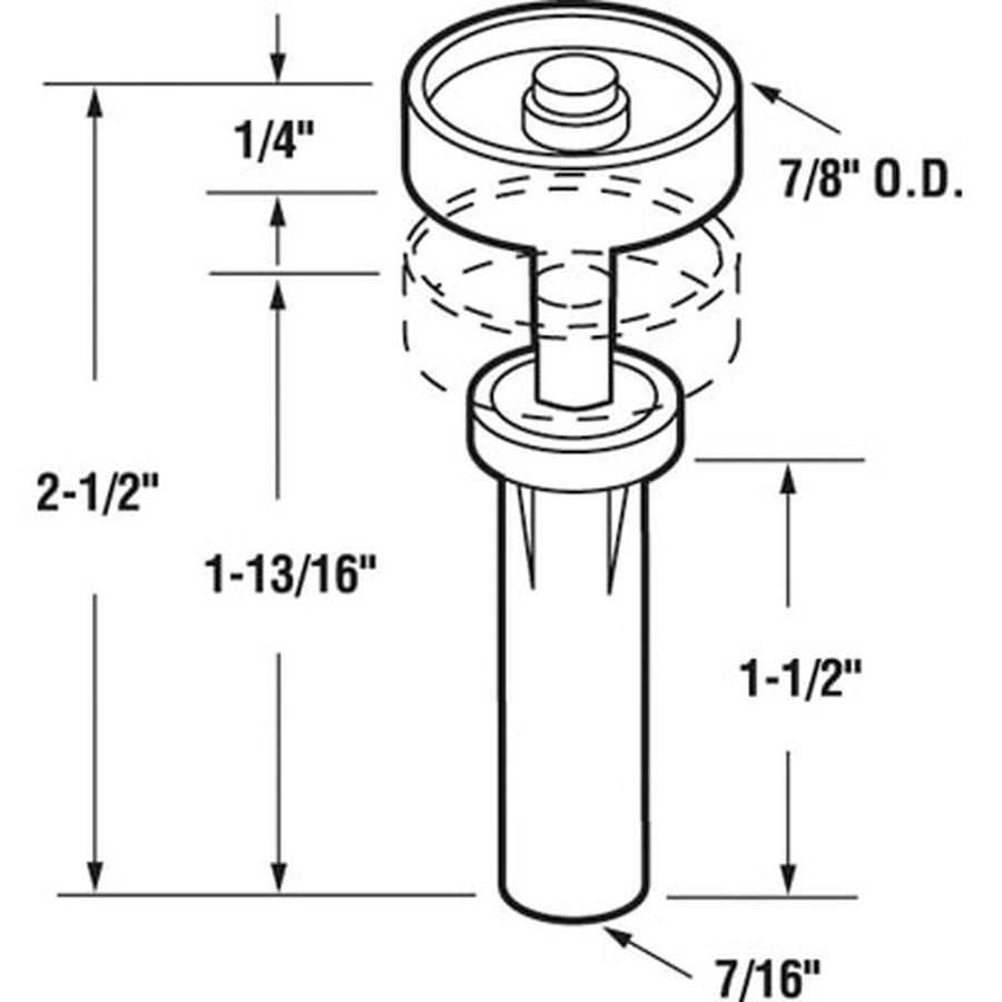 Wardrobe Door Guide Pivot 7/8 Inch Wheel - Wardrobe Door Guide Pivot 7/8 Inch Wheel
