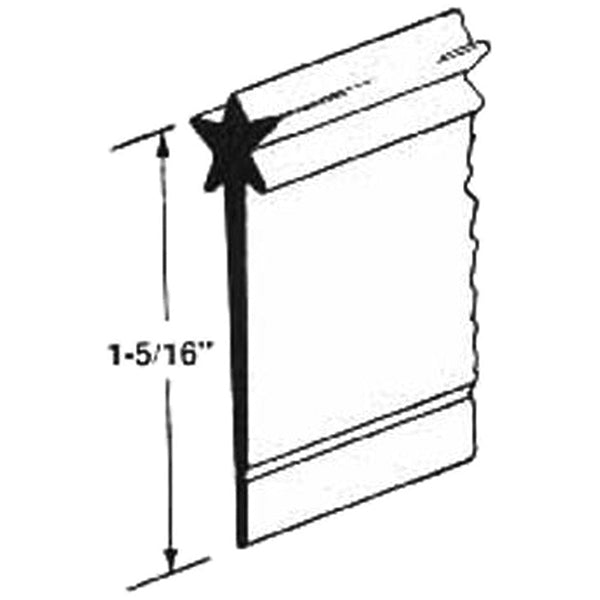 Shower Door Bottom Seal / Sweep, Star Tip, 1-5/16 inch - Gray - Shower Door Bottom Seal / Sweep, Star Tip, 1-5/16 inch - Gray