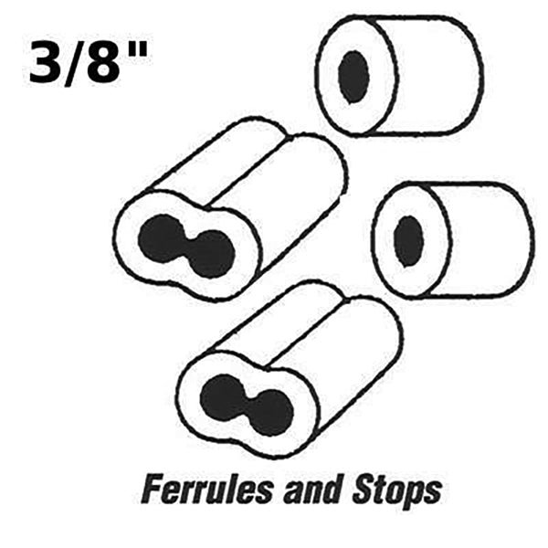 Cable Ferrules and Stops, Garage door;  3/8 Inch- 2 pack - Cable Ferrules and Stops, Garage door;  3/8 Inch- 2 pack