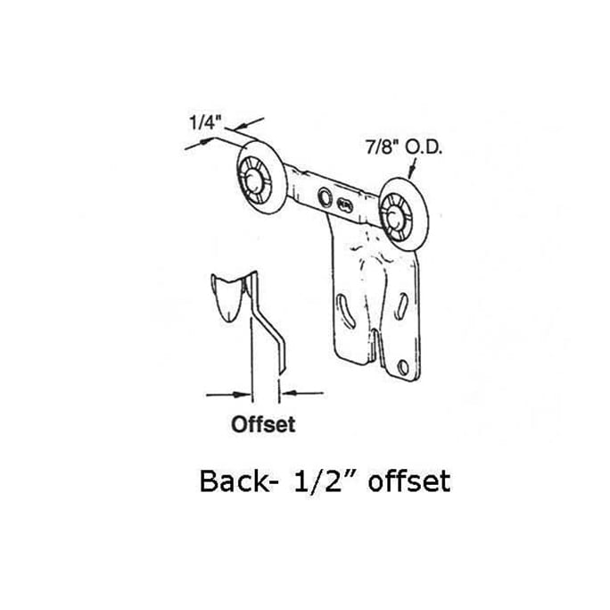 Back Tandem Closet Door Rollers 7/8 Inch Diameter 1/2 Inch Offset - Back Tandem Closet Door Rollers 7/8 Inch Diameter 1/2 Inch Offset