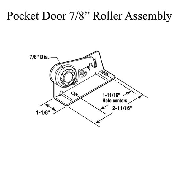 7/8 inch wheel, Pocket / Closet  Roller Assembly - 7/8 inch wheel, Pocket / Closet  Roller Assembly