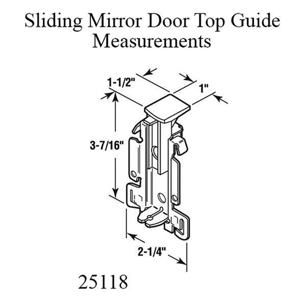 Sliding Mirror Door Top Guide 3-7/16 Inch Steel Housing Nylon Guide - Sliding Mirror Door Top Guide 3-7/16 Inch Steel Housing Nylon Guide