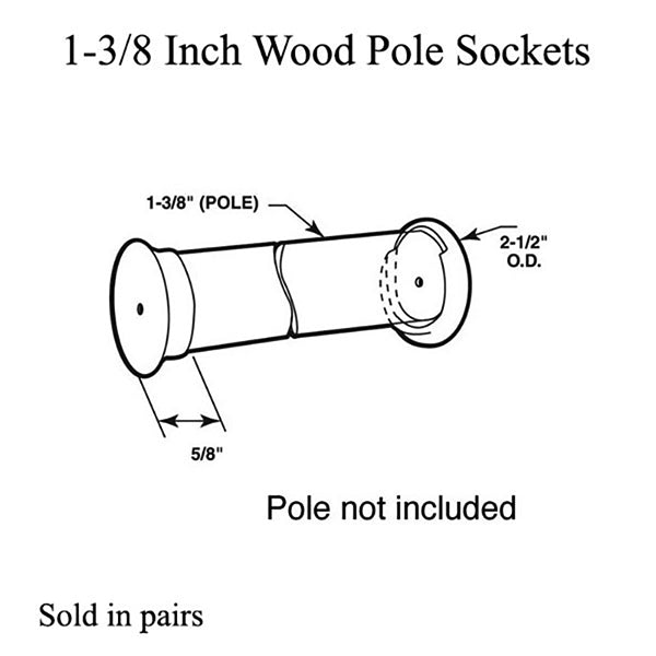 Wood Pole Sockets For 1-3/8 Inch Diameter Wood Closet Rods - Wood Pole Sockets For 1-3/8 Inch Diameter Wood Closet Rods