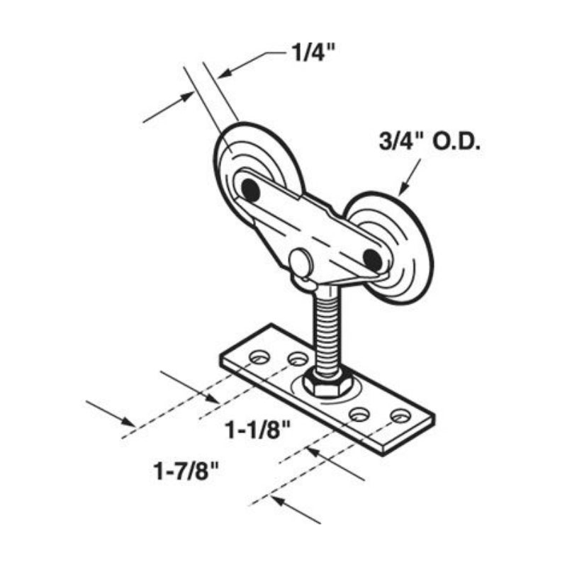 2 Wheel Top Mount Closet Door Roller 3/4 Inch Diameter - 2 Wheel Top Mount Closet Door Roller 3/4 Inch Diameter