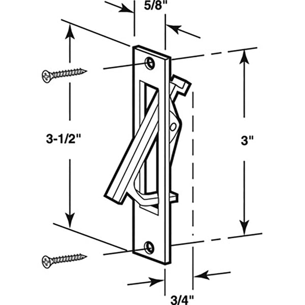 Pocket Door Flush Edge Pull - Brass Plated - Pocket Door Flush Edge Pull - Brass Plated