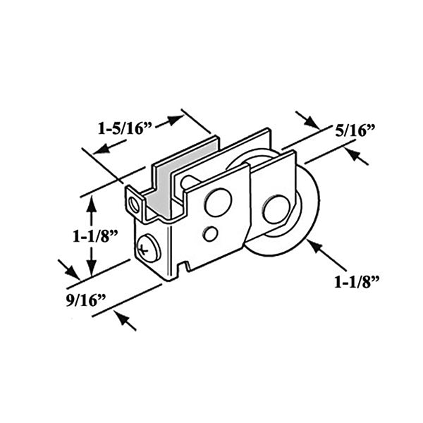 Bottom Mount Roller Assembly 1-1/8 Inch Steel Wheel - Bottom Mount Roller Assembly 1-1/8 Inch Steel Wheel