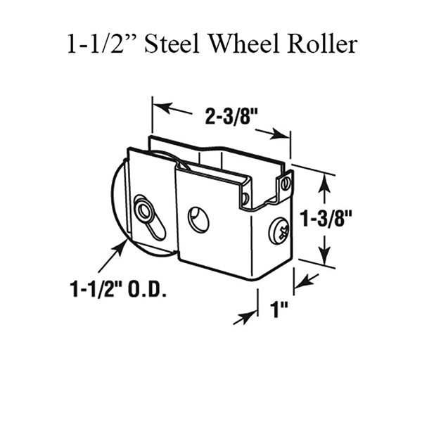 Roller, Wardrobe Door 1-1/2 Inch Steel Wheel - Roller, Wardrobe Door 1-1/2 Inch Steel Wheel