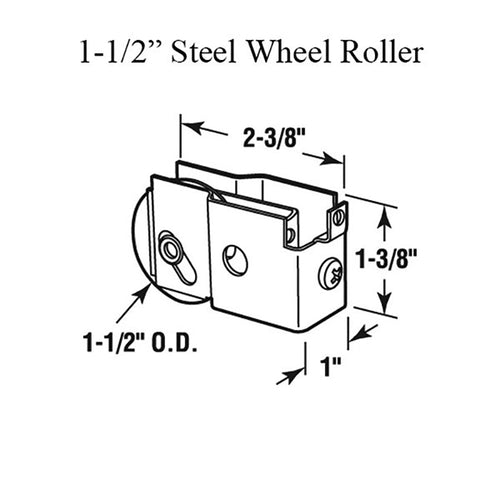 Roller, Wardrobe Door 1-1/2 Inch Steel Wheel - Roller, Wardrobe Door 1-1/2 Inch Steel Wheel