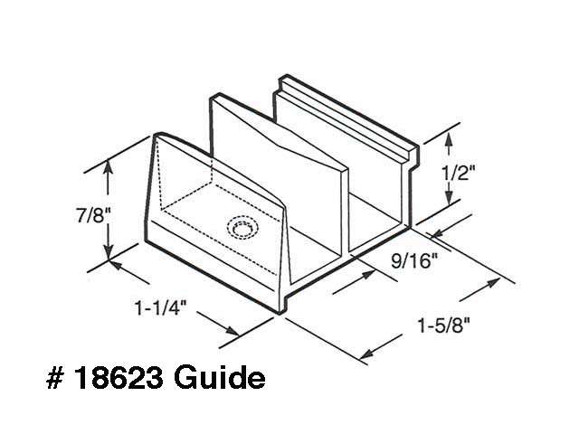 Guide, 7/16 inch Opening, Sliding Shower Door Bottom -  Disconti - Guide, 7/16 inch Opening, Sliding Shower Door Bottom -  Disconti