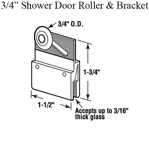 Frameless Shower Door Roller with Bracket 3/4