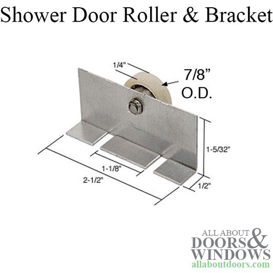 Ball Bearing Roller with Bracket for Shower Doors 7/8" Outside Wheel Diameter