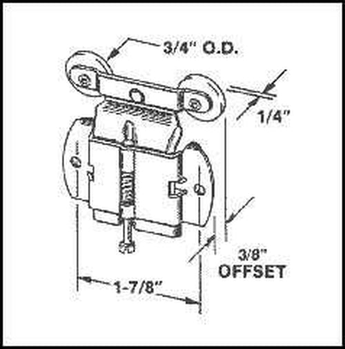 Wardrobe Door Tandem Roller 0.75 Inch with Offset - Wardrobe Door Tandem Roller 0.75 Inch with Offset