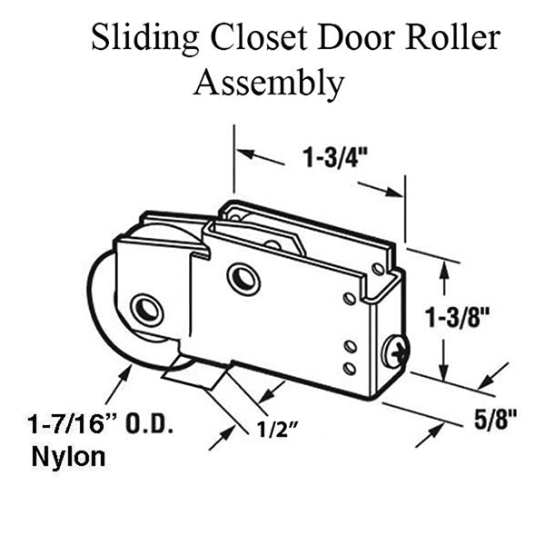 Sliding Closet Door Roller Assembly 1-7/16 Nylon Wheel - Sliding Closet Door Roller Assembly 1-7/16 Nylon Wheel