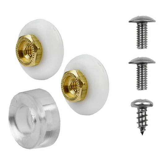 3/4 Inch Oval Sliding Shower Door Rollers and Clear Bumper Set