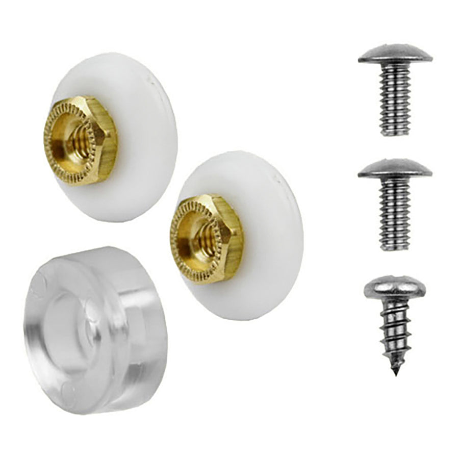 3/4 Inch Oval Sliding Shower Door Rollers and Clear Bumper Set - 3/4 Inch Oval Sliding Shower Door Rollers and Clear Bumper Set