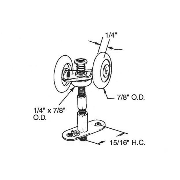 Accordion Door Hardware, 2 Roller, 7/8 nylon wheel - Acme 2611 - Accordion Door Hardware, 2 Roller, 7/8 nylon wheel - Acme 2611