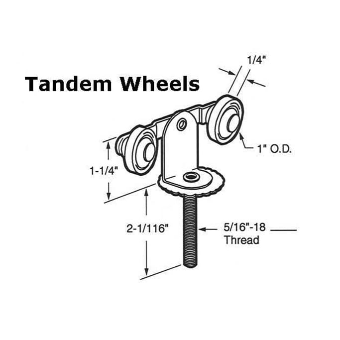 Wardrobe  roller, 1 inch Tandem wheel - Wardrobe  roller, 1 inch Tandem wheel