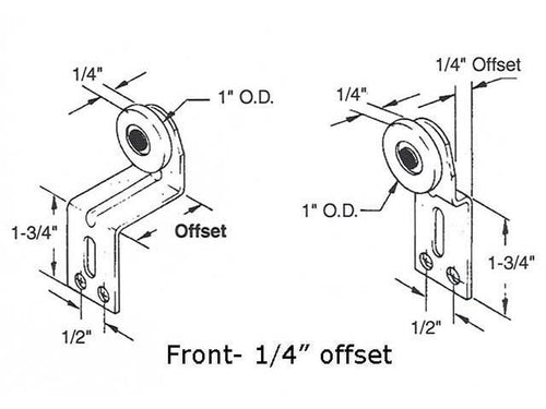 1 inch Wheel, 1/4 offset - Cox Front Closet Door Roller - 1 inch Wheel, 1/4 offset - Cox Front Closet Door Roller