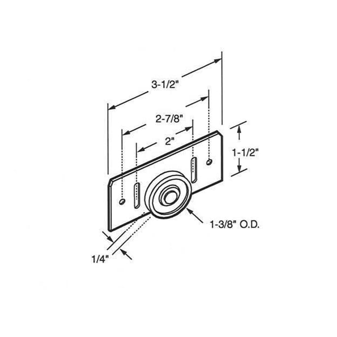 Closet Door Bottom-Mount Roller 1- 3/8 Inch Nylon Wheel Steel Bracket - Closet Door Bottom-Mount Roller 1- 3/8 Inch Nylon Wheel Steel Bracket