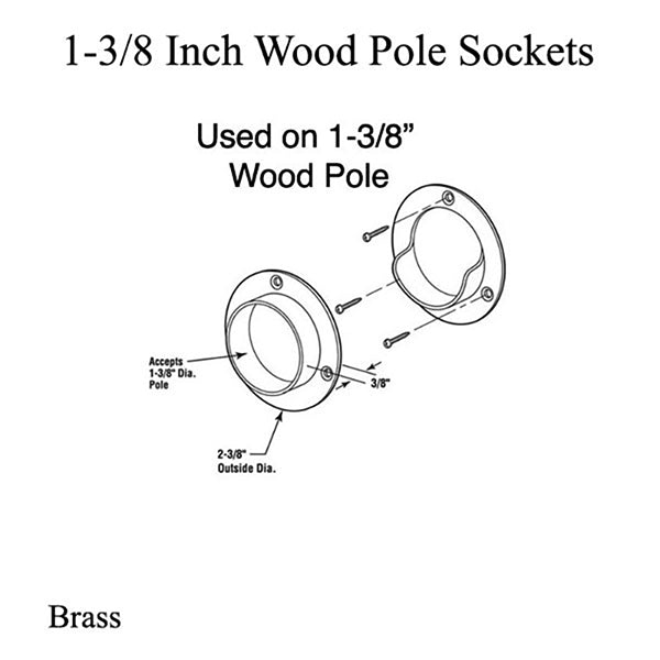 Metal Pole Sockets For 1-3/8 Inch Wood Closet Rods - Metal Pole Sockets For 1-3/8 Inch Wood Closet Rods