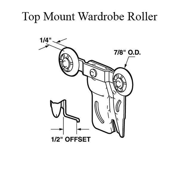 Closet Door Tandem Roller Assembly with Adjustable Steel Bracket 0.875 Inch Wheel Diameter - Closet Door Tandem Roller Assembly with Adjustable Steel Bracket 0.875 Inch Wheel Diameter