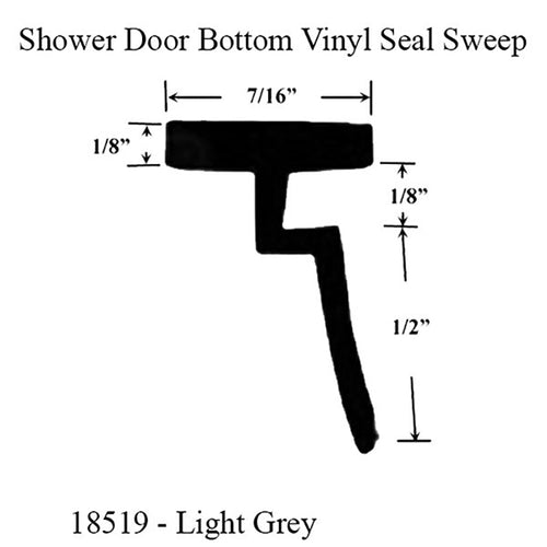 Replacement Shower Door Bottom Vinyl Seal Sweep, Keystone by Maax - Light Grey - Replacement Shower Door Bottom Vinyl Seal Sweep, Keystone by Maax - Light Grey