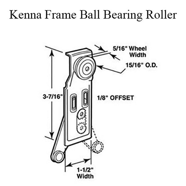 Kenna Frame Sliding Closet Door Roller 15/16 Inch Ball Bearing Wheel 1/8 Inch Offset - Kenna Frame Sliding Closet Door Roller 15/16 Inch Ball Bearing Wheel 1/8 Inch Offset