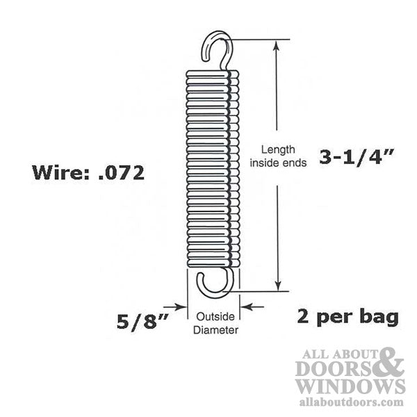 Extension Spring - 5/8 Inch Diameter x 3-1/4 Inch Long - .072 Wire - Extension Spring - 5/8 Inch Diameter x 3-1/4 Inch Long - .072 Wire