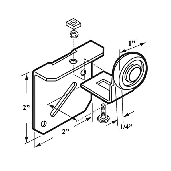 Wardrobe Door Roller Assembly with 1 Inch Nylon Wheel for Back Panel - Wardrobe Door Roller Assembly with 1 Inch Nylon Wheel for Back Panel