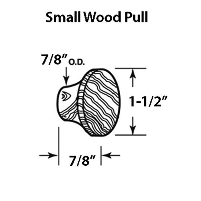 Pull Handle, Wood 1-1/2 inch Bi-Fold Door Knob - Pull Handle, Wood 1-1/2 inch Bi-Fold Door Knob
