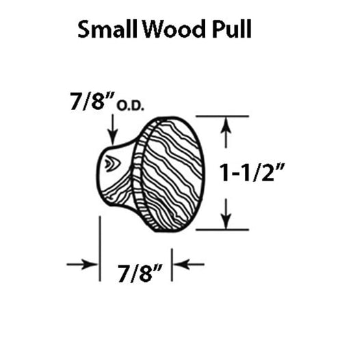 Pull Handle, Wood 1-1/2 inch Bi-Fold Door Knob - Pull Handle, Wood 1-1/2 inch Bi-Fold Door Knob