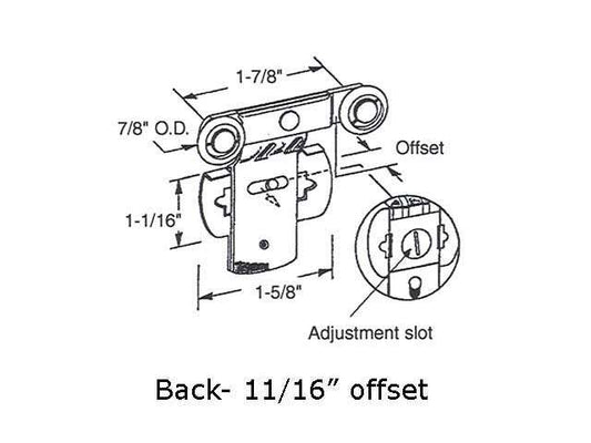 Wardrobe Door Roller with Adjustable Steel Bracket