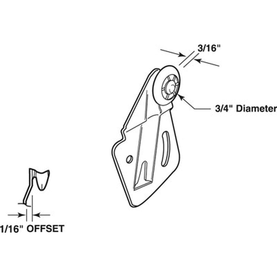 Closet Door Front Roller ¾ Inch Wheel 1/16 Inch Offset - Closet Door Front Roller ¾ Inch Wheel 1/16 Inch Offset