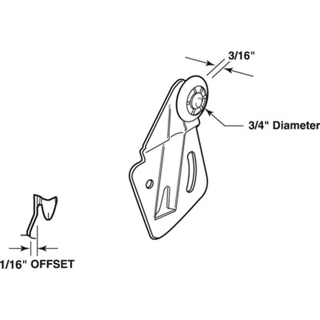 Closet Door Front Roller ¾ Inch Wheel 1/16 Inch Offset - Closet Door Front Roller ¾ Inch Wheel 1/16 Inch Offset