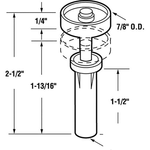 Wardrobe Door Guide Pivot 7/8 Inch Wheel - Wardrobe Door Guide Pivot 7/8 Inch Wheel
