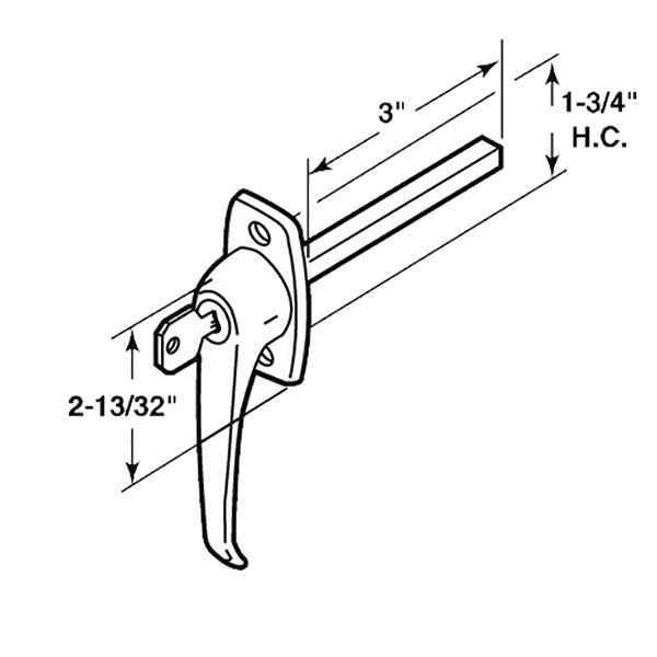 Brass L-Handle with 2-7/8 Inch Shaft - Sturdy and Stylish - Brass L-Handle with 2-7/8 Inch Shaft - Sturdy and Stylish
