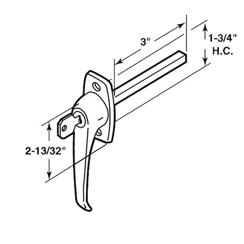 Brass L-Handle with 2-7/8 Inch Shaft - Sturdy and Stylish - Brass L-Handle with 2-7/8 Inch Shaft - Sturdy and Stylish