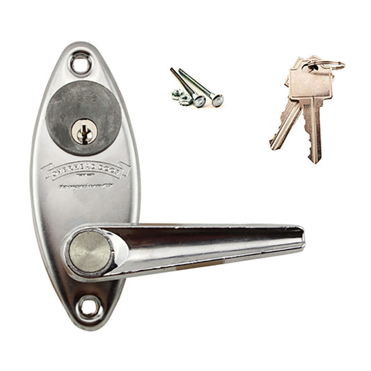 Overhead Door L Handle and Keyed Locking Unit for Garage Door - Chrome