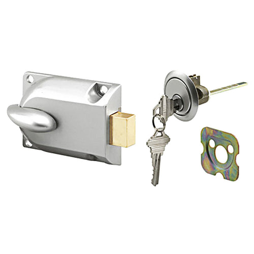 Center Mount Deadbolt with 5 Pin Cylinder & Keys for Garage Door - Aluminum - Center Mount Deadbolt with 5 Pin Cylinder & Keys for Garage Door - Aluminum