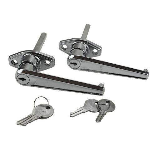 Discontinued - Garage Door L-Handle   2-7/8 In Shaft, 1-3/4 Screws, 2 Pack Keyed Alike - Chrome - Discontinued - Garage Door L-Handle   2-7/8 In Shaft, 1-3/4 Screws, 2 Pack Keyed Alike - Chrome